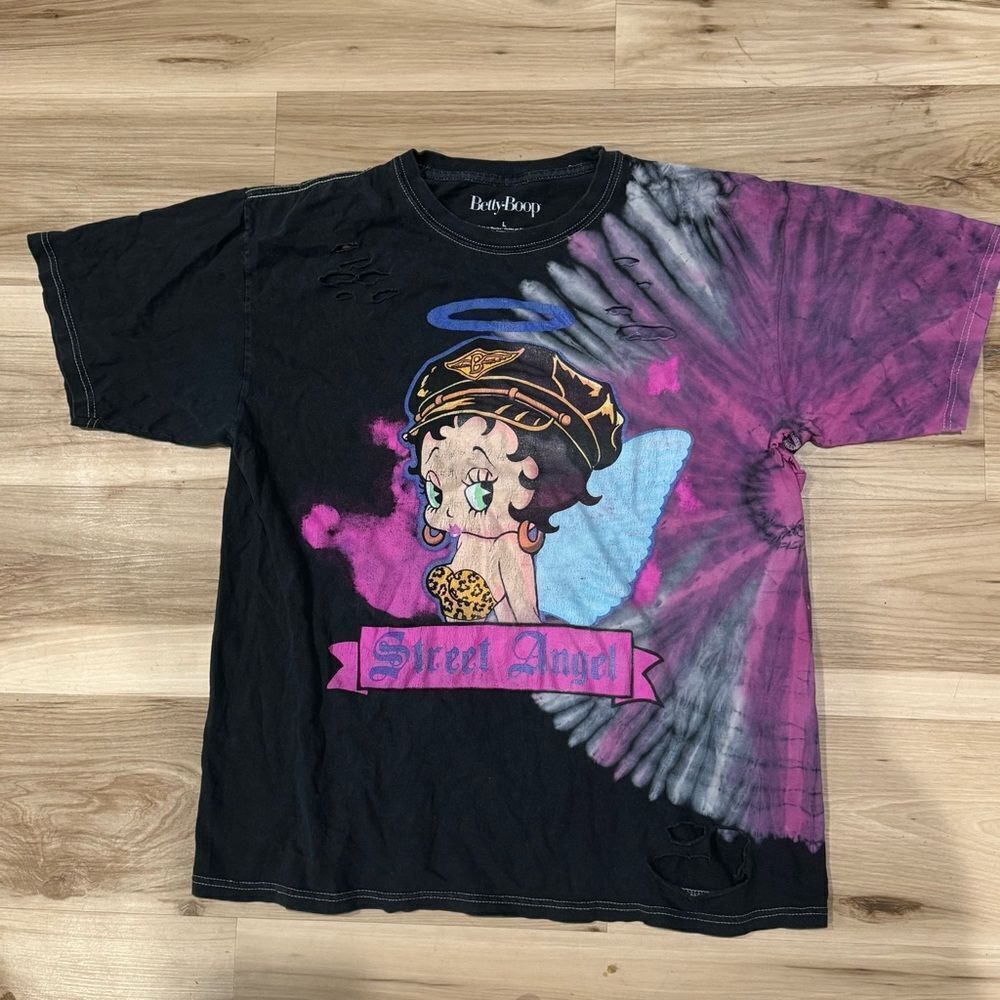 Betty Boop Tie Dye Distressed Street Angel Tee Shirt Men’s Large